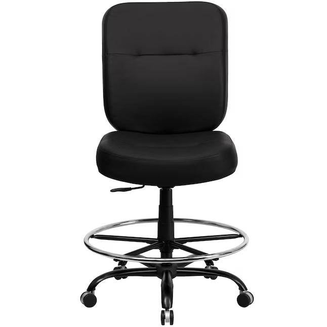 Chaise de dessinateur contemporaine pivotante en similicuir noir