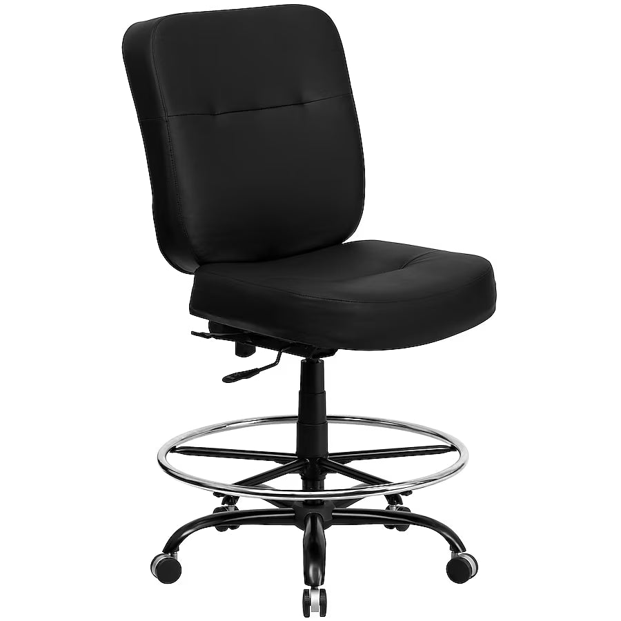 Chaise de dessinateur contemporaine pivotante en similicuir noir