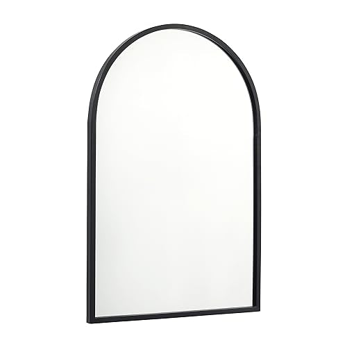 Miroir décoratif noir à cadre en métal biseauté arqué Mila