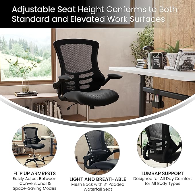 Chaise de bureau pivotante à dossier moyen avec hauteur