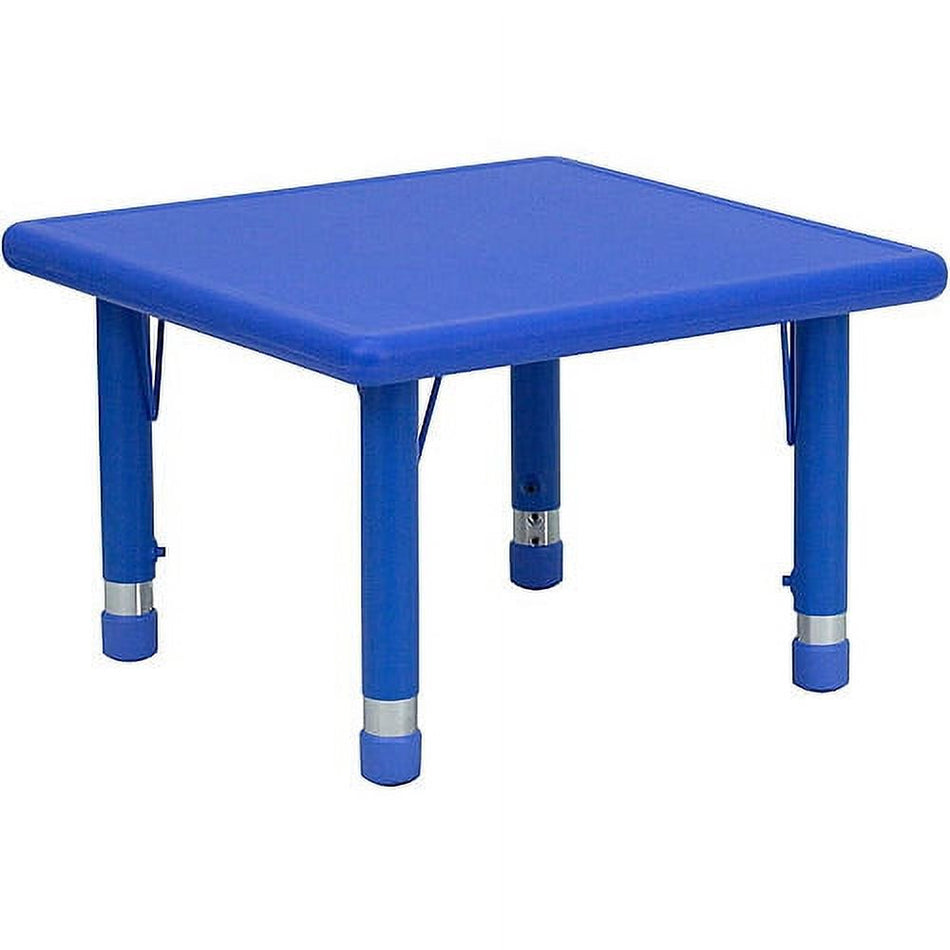 Table d'activités carrée en plastique à hauteur réglable Bleu