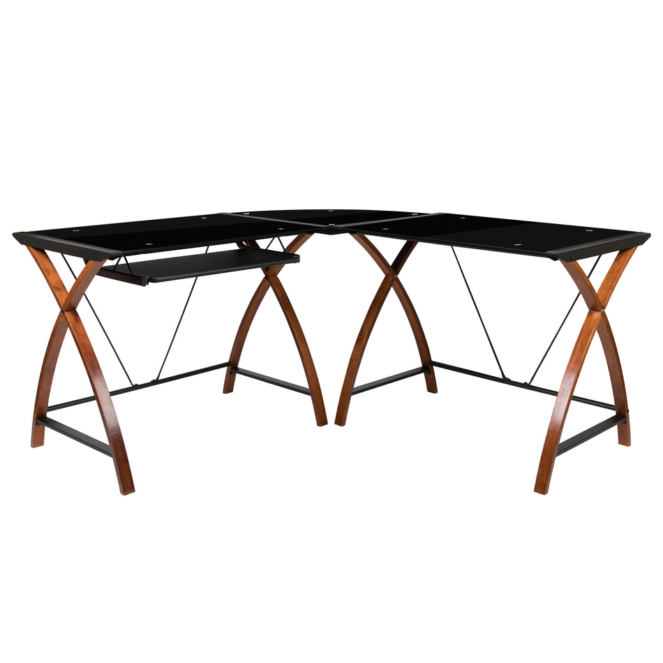 Bureau d'angle en verre noir