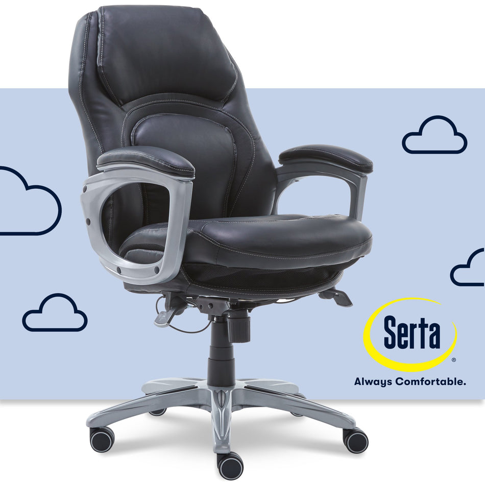 Fauteuil de bureau Serta Back in Motion en cuir reconstitué, noir